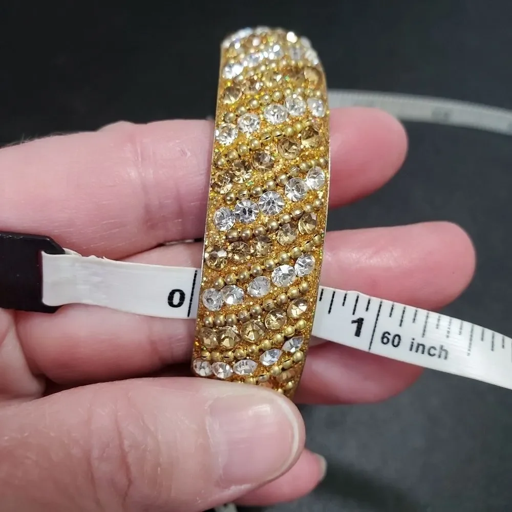 Glittery gold rhinestone bangle bracelet 7.25